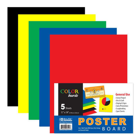 Poster Board Fluorescent 5Sheets 11"x14"