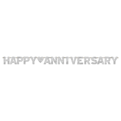 Happy Anniversary Silver - Large Foil Letter Banner