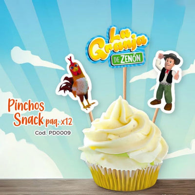 PALILLOS DECORADORES CUPCAKE LA GRANJA DE ZENON (X12 UD)