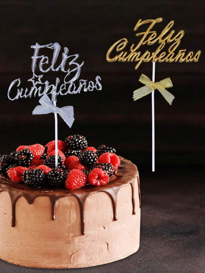 Cake Topper Feliz Cumpleaños Plateado (x1u)