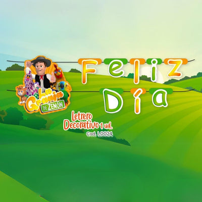 LETRERO FELIZ DIA LA GRANJA DE ZENON