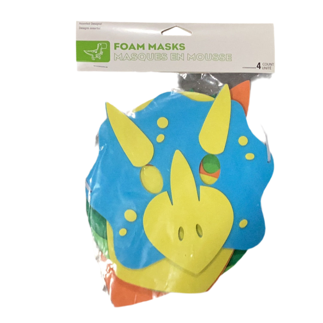 BOY DINO PARTY FOAM MASK (x4u)