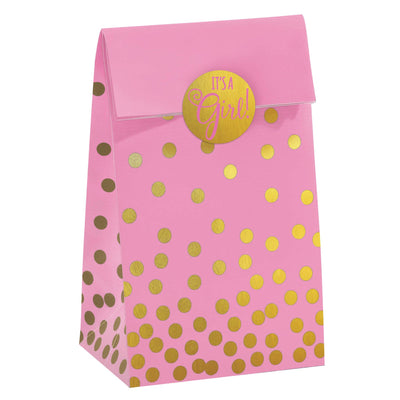 Baby Shower Foil Stamped Bags w/Stickers - Pink