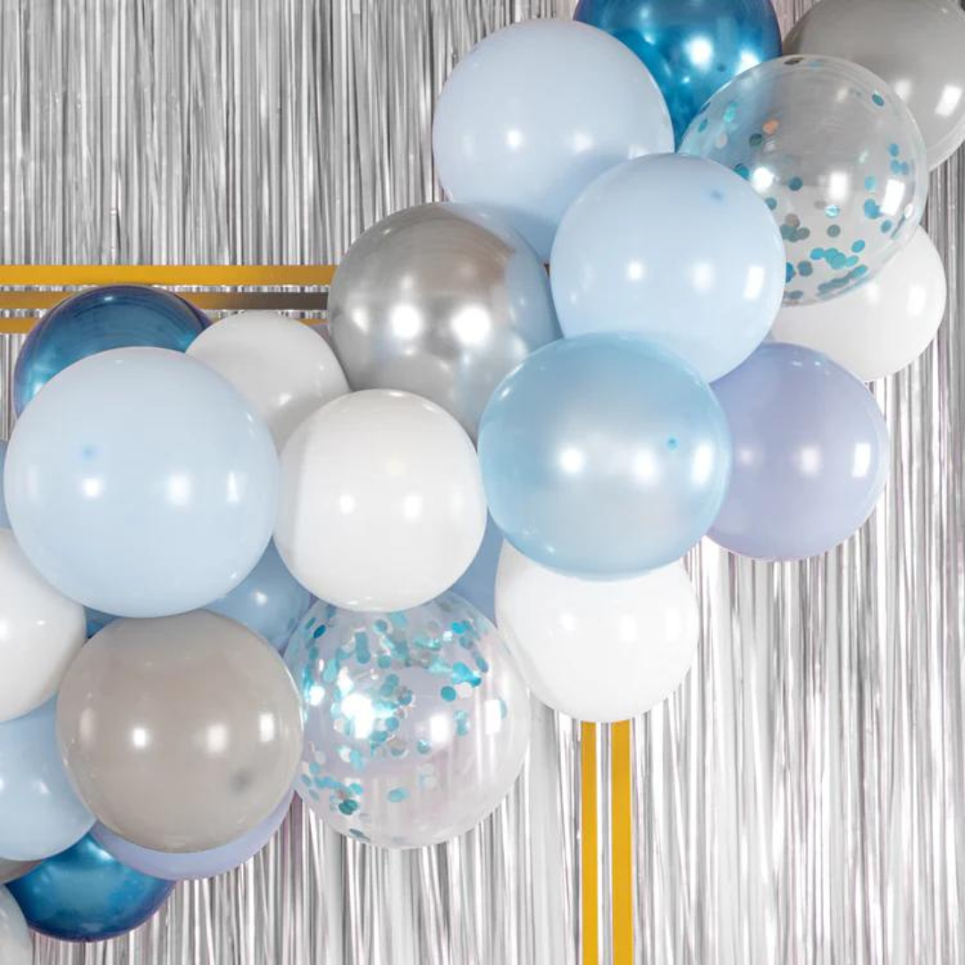 Star Theme Balloon Garland Set 16ft - Blue & Silver