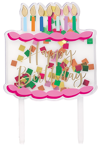 HAPPY BDAY ACRYLIC CAKE TOPPER