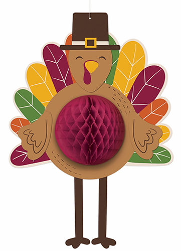 TURKEY GOBBLE HONEYCOMB HANGING DECO