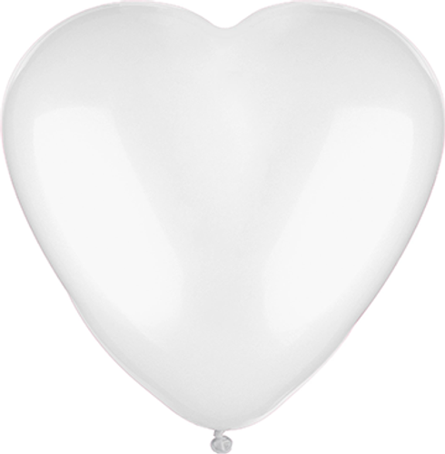 11" HEART SHAPED LATEX BALLOONS WHITE 6CT