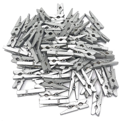 Craft Magic Mini Wood Clothespins Silver 40pcs