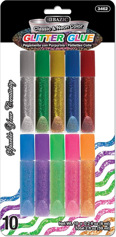 Glitter Glue Neon Colors 10pk