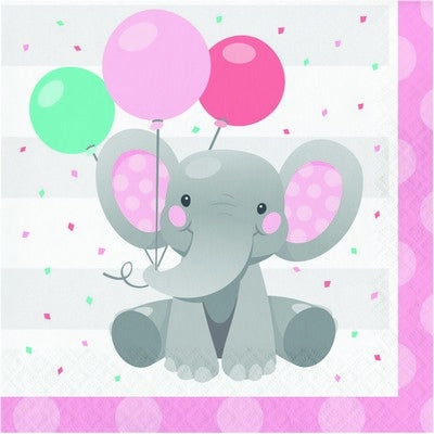 Enchant Girl Elephant Napkins (x8u)