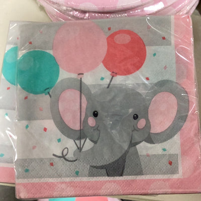 Enchant Girl Elephant Napkins (x8u)