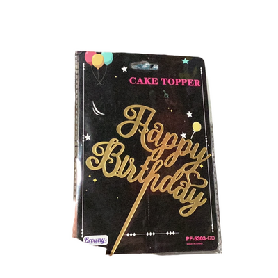 Cake Topper Happy Birthday Gold