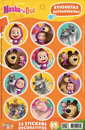 Stickers Masha y El Oso (x24u)