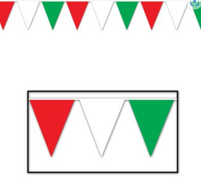 Xmas Red, White & Green Pennant Banner