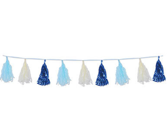 Xmas Metallic & Tissue Tassel Garland