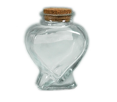 Glass Heart Bottle with Cork Stopper 3¼"