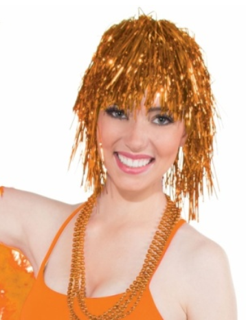 Tinsel Wig-Orange