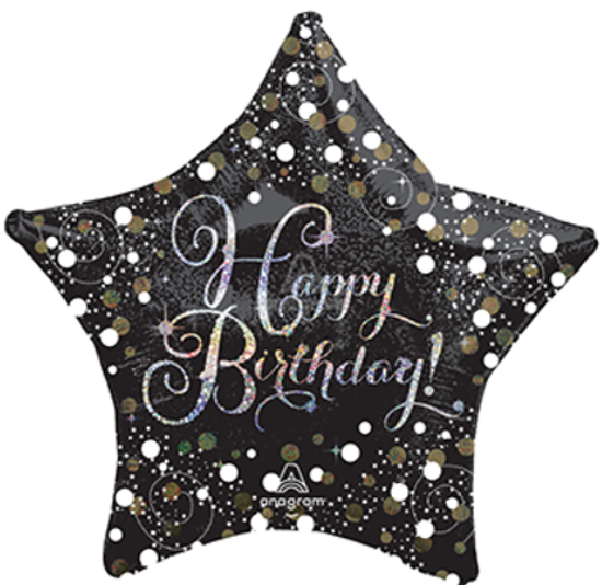 SUPER SHAPE HOLOGRAPHIC SPARKLING BIRTHDAY