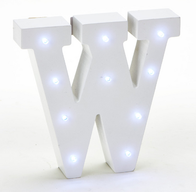 W - LED Letra Madera Blanca