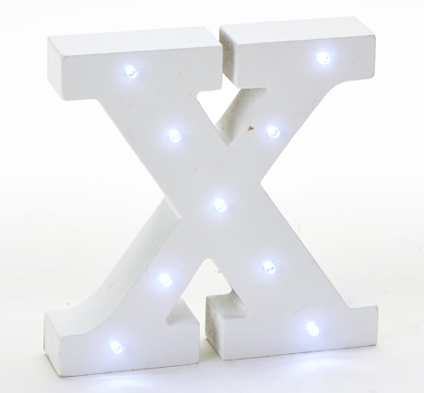 X - LED Letra Madera Blanca