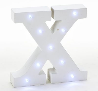 X - LED Letra Madera Blanca