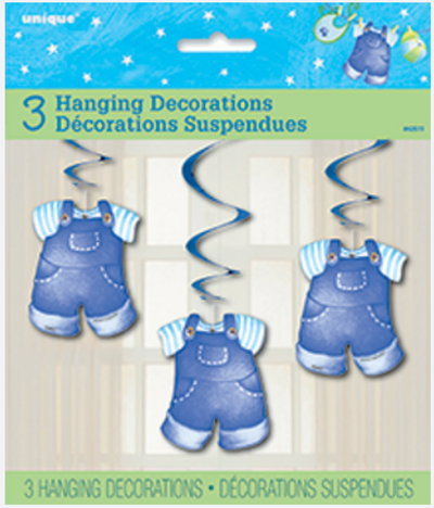 Blue Clothing BABY SHOWER Hanging SWIRL (x3u)