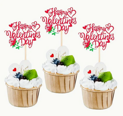 Cupcake Topper Happy Valentine's Day (12pcs)