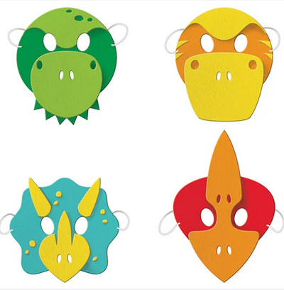 BOY DINO PARTY FOAM MASK (x4u)