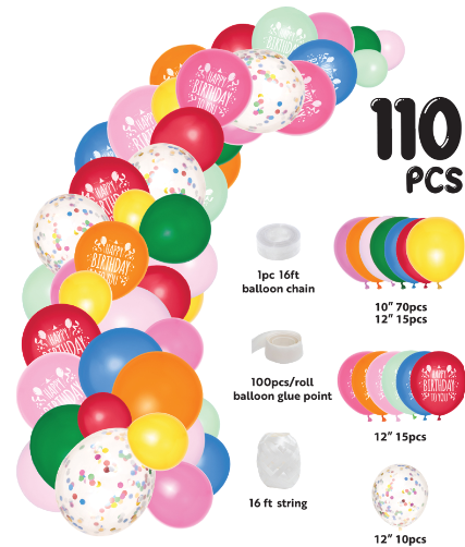 Birthday Theme Balloon Garland Set 16ft