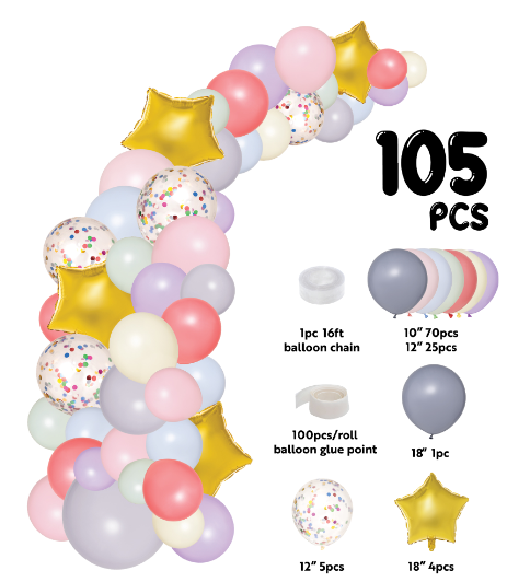 Star Theme Balloon Garland Set 16ft - Multicolor