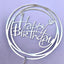 Cake Topper Happy Birthday Round Silver (x1u)