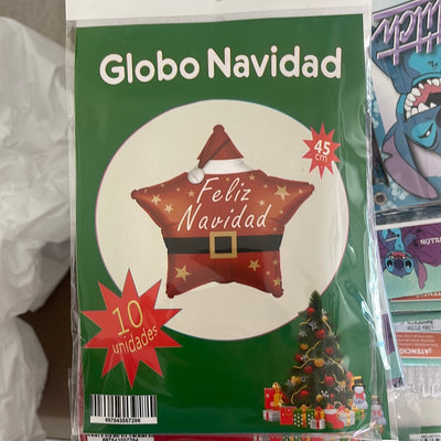 Globo Metalizado Estrella Feliz Navidad X Unidad