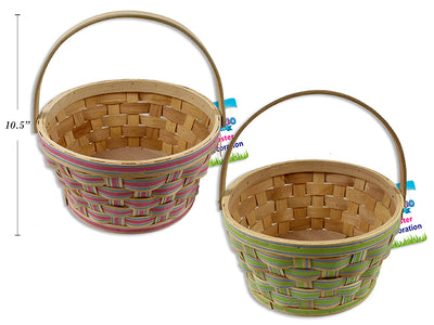 Canasta de Madera de Pascua 2 Tonos con Asa Móvil - 10.5 in Altura (Easter Basket)