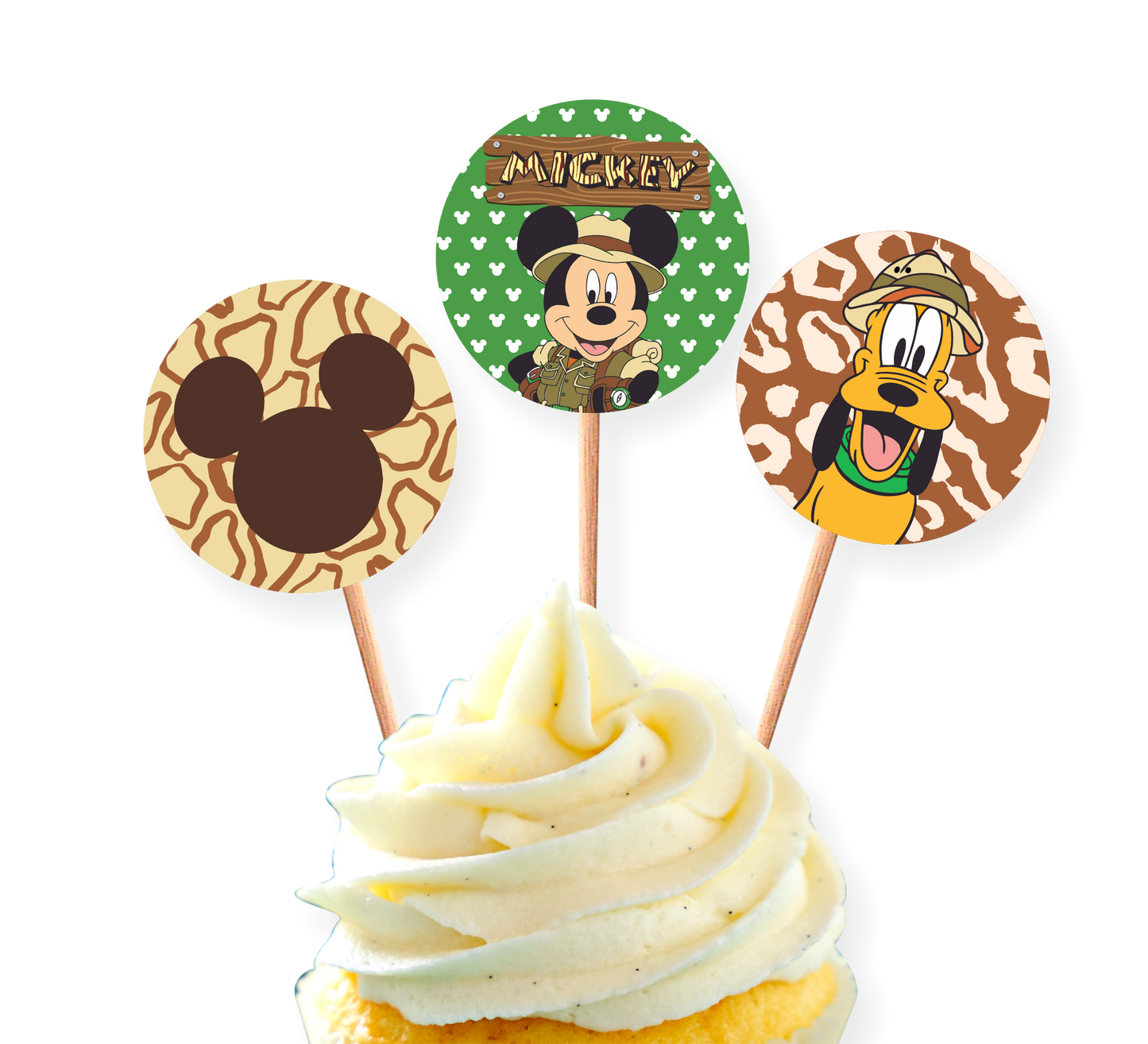 PALILLOS DECORADORES CUPCAKE X 12 MICKEY SAFARI