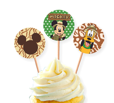 PALILLOS DECORADORES CUPCAKE X 12 MICKEY SAFARI