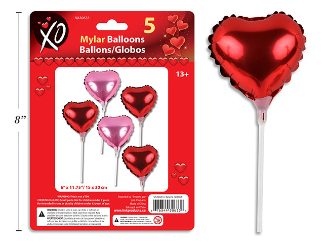 VTINE HEART SHAPED MYLAR BALLOONS, 2COLS/PACK