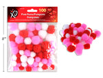 100 Pompones de San Valentín en 3 Colores Surtidos