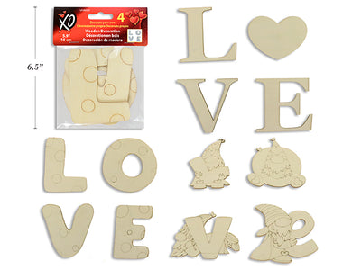 Set de 4 Decoraciones de Madera "LOVE"