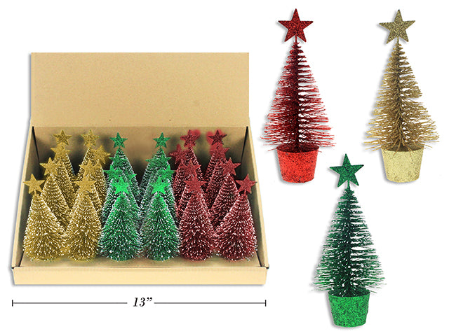 Árbol de Navidad 6" con Glitter y Estrella - Decoración de Mesa