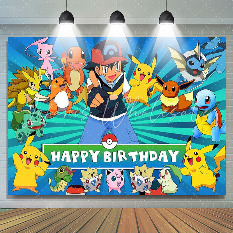 Backdrop Pokémon Happy Birthday Party Photo