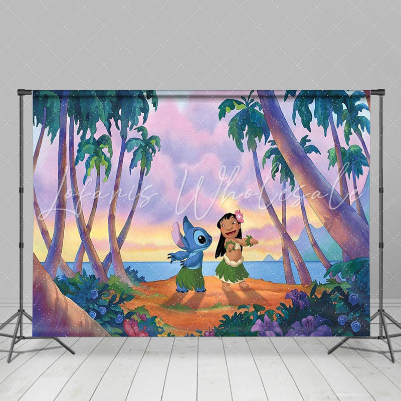 Cartoon Summer Hawaii Beach Theme Happy Birthday Backdrop