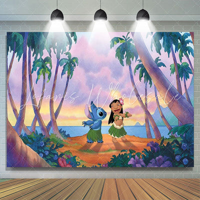 Cartoon Summer Hawaii Beach Theme Happy Birthday Backdrop