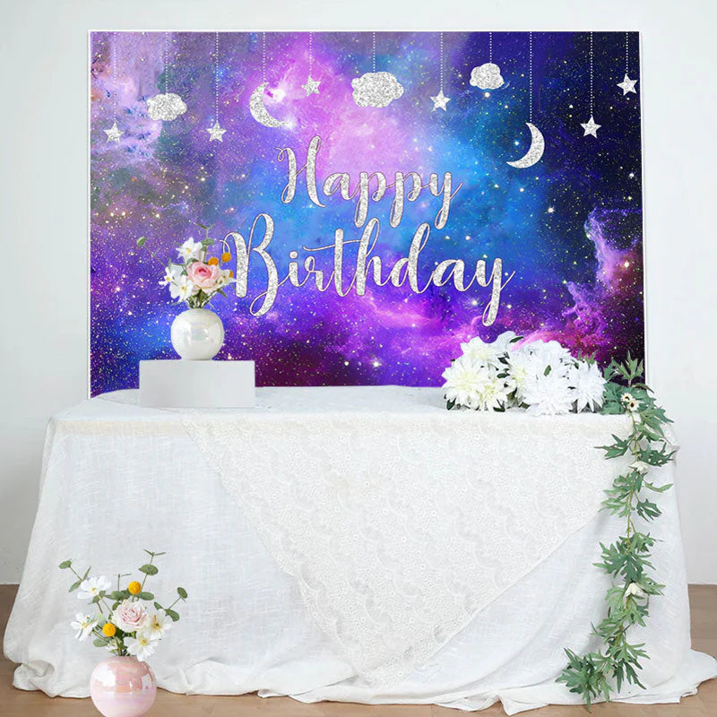 Backdrop Galaxy Purple Happy Birthday