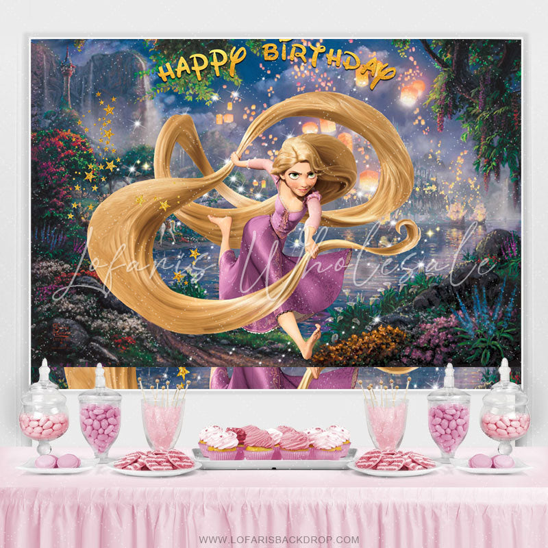 Backdrop Rapunzel Princess Happy Birthday – Fiesta Warehouse