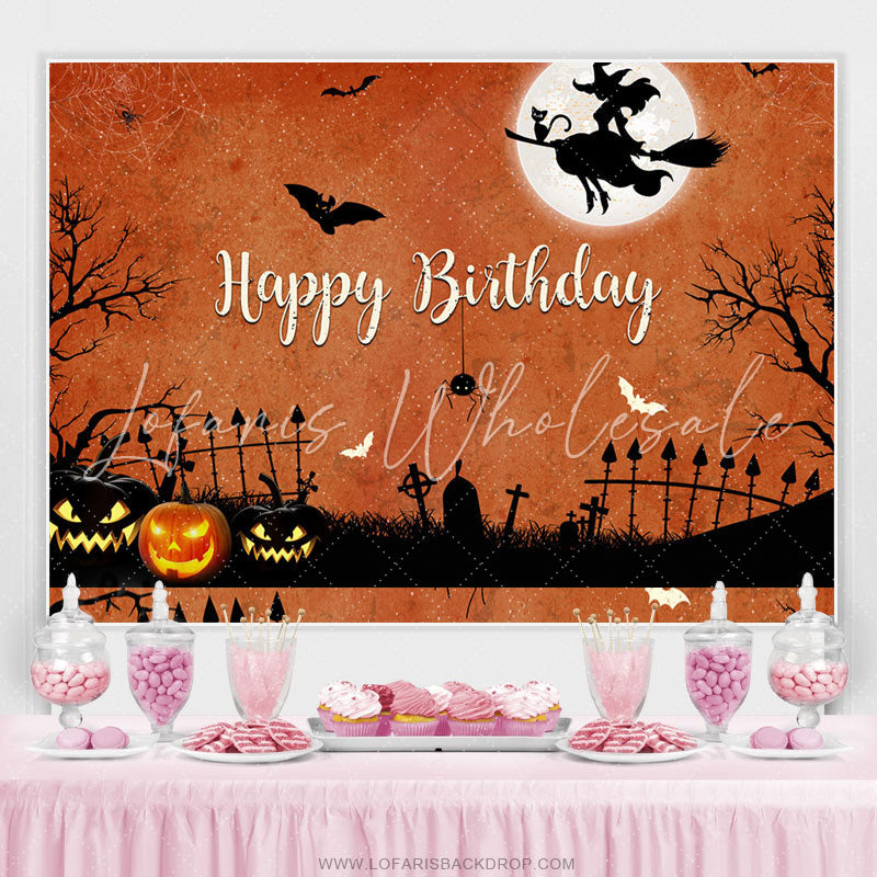 Backdrop Halloween Witch Happy Birthday