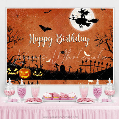 Backdrop Halloween Witch Happy Birthday