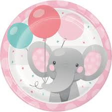 Enchant Girl Elephant Plates 6.8in (x8u)