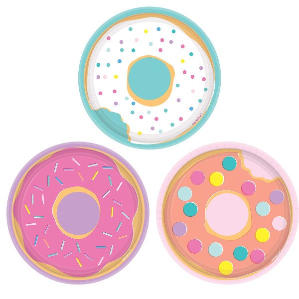 PLATE 7" Round DONUT PARTY (x 8ud)