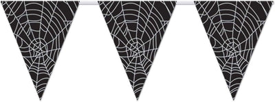 Halloween Pennant Banner Spider Web - 12"