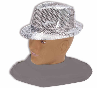 Sequin Fedora Hat -Silver